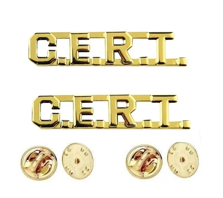 Collar Pins Insignia CERT Letters Gold 3/8"