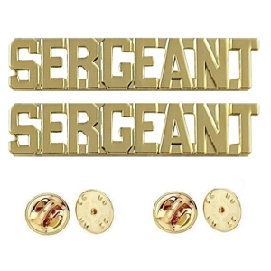 Collar Pins Insignia SERGEANT Letters 3/8 Gold