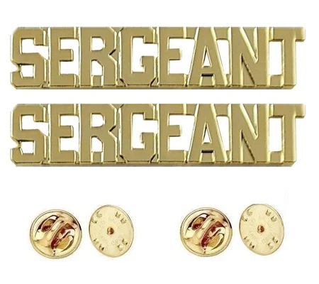 Collar Pins Insignia SERGEANT Letters 3/8 Gold