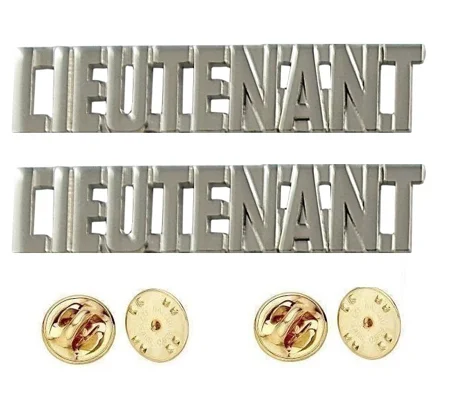Collar Pins Insignia LIEUTENANT Letters Silver Nickel
