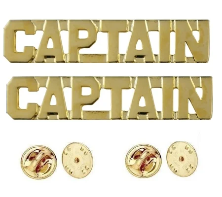 Collar Pins Insignia CAPTAIN Letters Gold 3/8