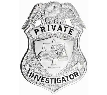 Private Investigator Shield Breast Badge Silver Nickel