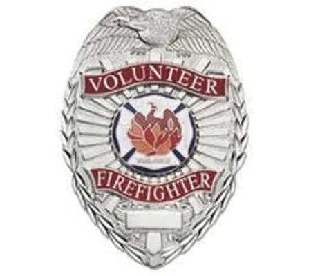 Volunteer Firefighter Shield Badge Nickel Silver