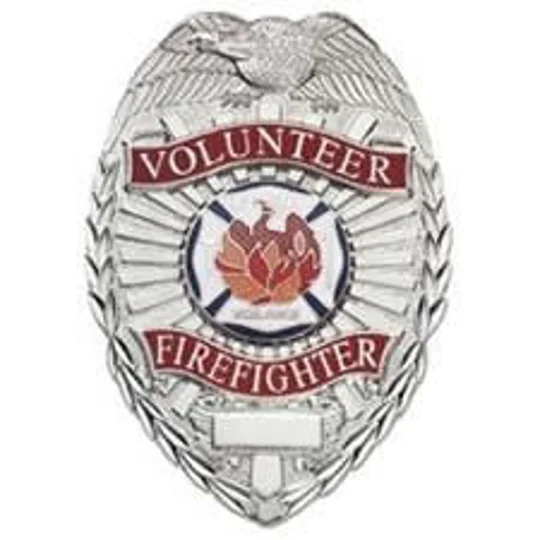 Volunteer Firefighter Shield Badge Nickel Silver