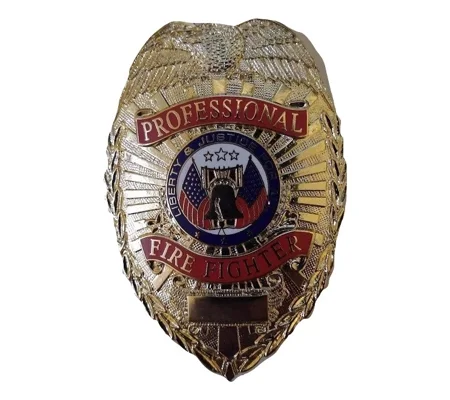 Professional Firefighter Shield Badge Gold