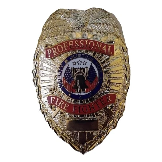 Professional Firefighter Shield Badge Gold