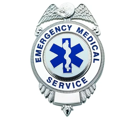 Emergency Medical Service EMS Shield Badge Nickel Silver