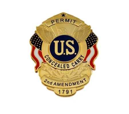 CCW Carry Concealed Weapon Permit Shield Badge Gold USA