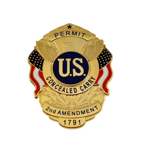 CCW Carry Concealed Weapon Permit Shield Badge Gold USA
