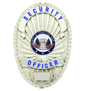 Security Officer Shield Oval Breast Badge Silver
