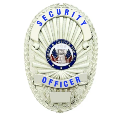 Security Officer Shield Oval Breast Badge Silver