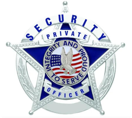 Security Officer Private Star over Circle Breast Badge Silver