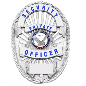 Security Private Officer Shield Oval Breast Badge Silver