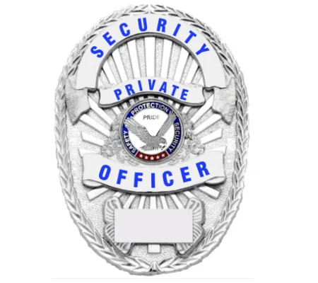Security Private Officer Shield Oval Breast Badge Silver