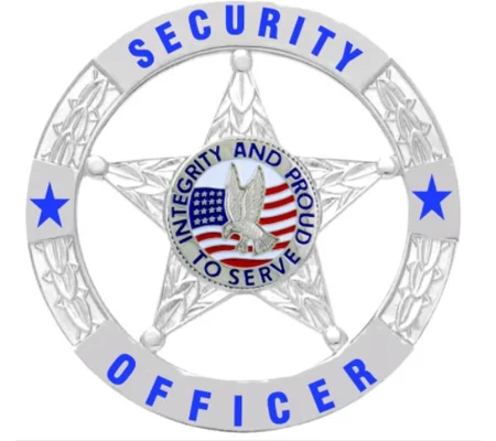 Security Officer Private Star Circle Breast Badge Silver