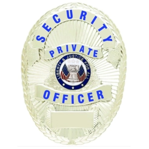 Security Private Officer Shield Oval Breast Badge Silver