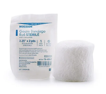 Fluff Bandage Roll Gauze 6-Ply 2-1/4 Inch X 3 Yard Sterile