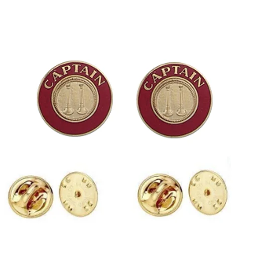 Collar Pins Bugles Disc 2 Bugle Captain Gold Red Gold Insert