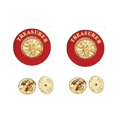 Collar Pins Scrambler Disc Treasurer Gold Red Gold Insert