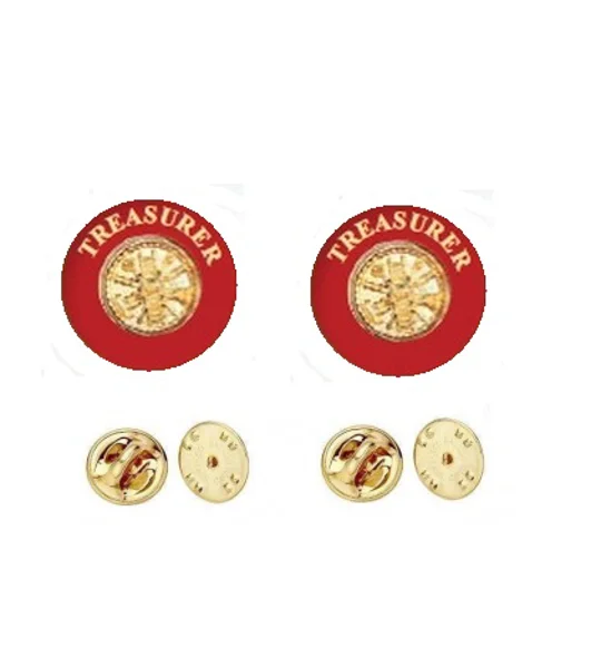 Collar Pins Scrambler Disc Treasurer Gold Red Gold Insert