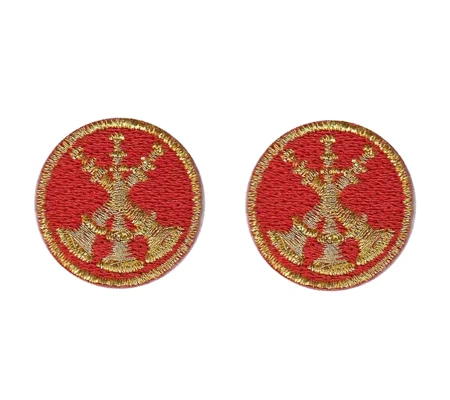 Asst. Assistant Chief 3 Bugles Collar Insignia Red Gold Embroidery