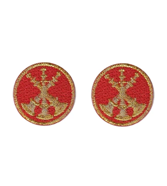 Asst. Assistant Chief 3 Bugles Collar Insignia Red Gold Embroidery