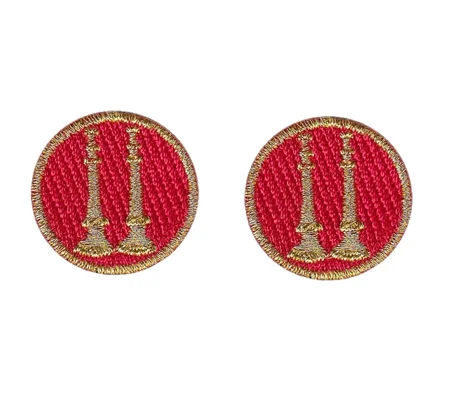 Captain 2 Bugles Collar Insignia Red Gold Embroidery