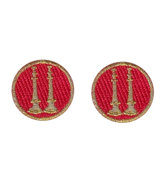 Captain 2 Bugles Collar Insignia Red Gold Embroidery