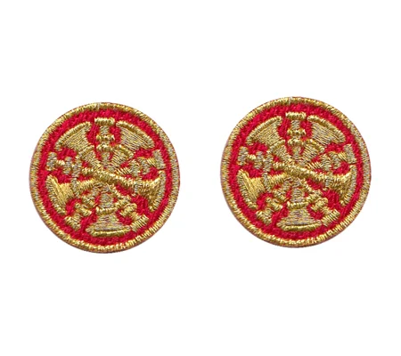 Chief 5 Bugles Collar Insignia Red Gold Embroidery