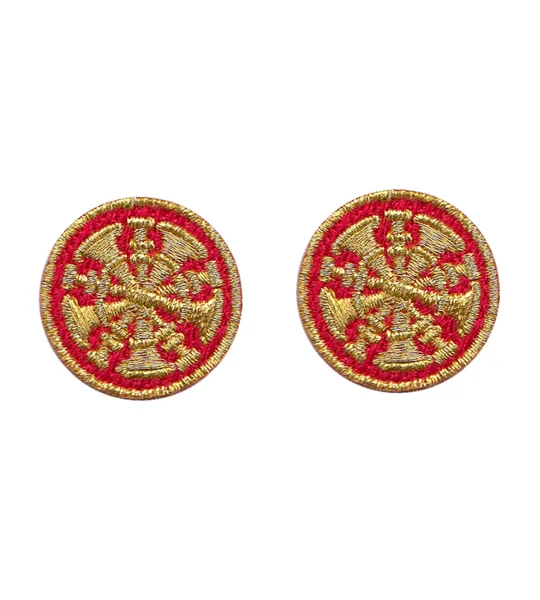 Chief 5 Bugles Collar Insignia Red Gold Embroidery