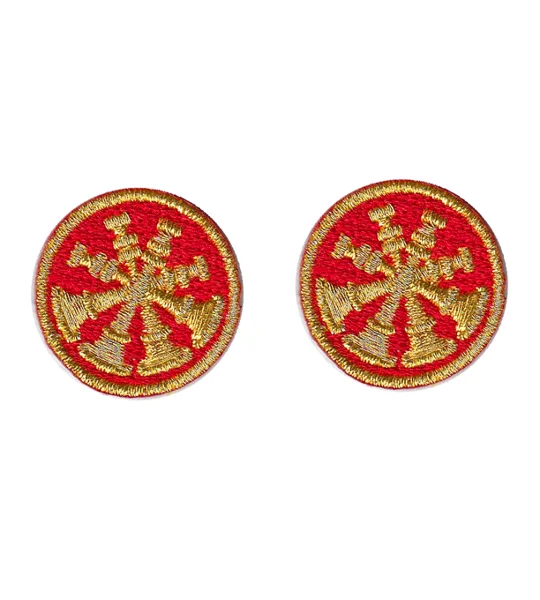 Deputy Chief 4 Bugles Collar Insignia Red Gold Embroidery