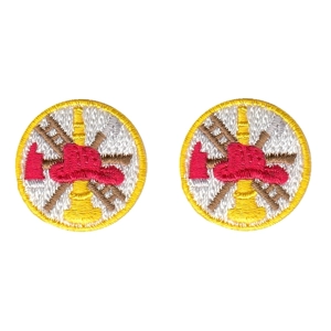 Fire Scramble Full Color Collar Insignia Red Gold Embroidery