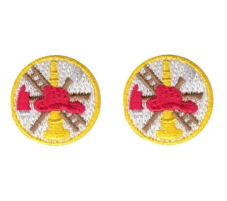 Fire Scramble Full Color Collar Insignia Red Gold Embroidery
