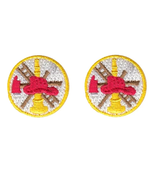 Fire Scramble Full Color Collar Insignia Red Gold Embroidery