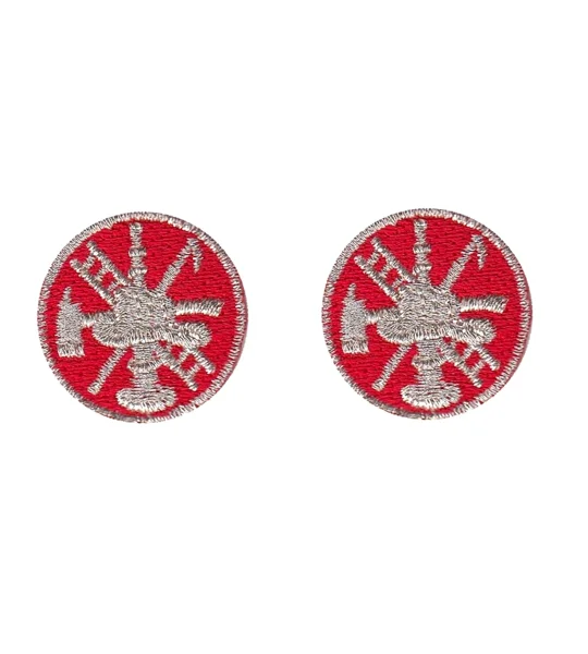 Fire Scramble Silver Collar Insignia Red Embroidery