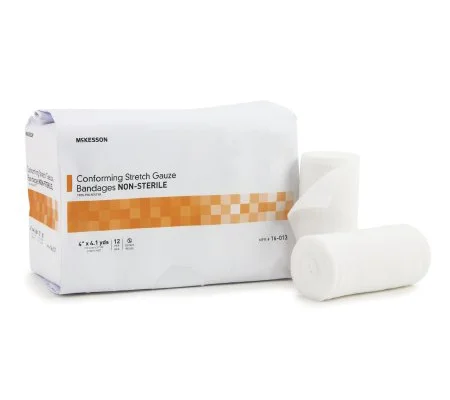Conforming Bandage Stretch Gauze 4" x 4 Yard Roll 12 Pack Non Sterile