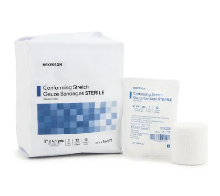 Conforming Bandage Stretch Gauze 2" x 4 Yard Rolls 12 Pack Sterile