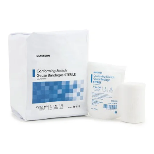 Conforming Bandage Stretch Gauze 3" x 4 Yard Rolls 12 Pack Sterile