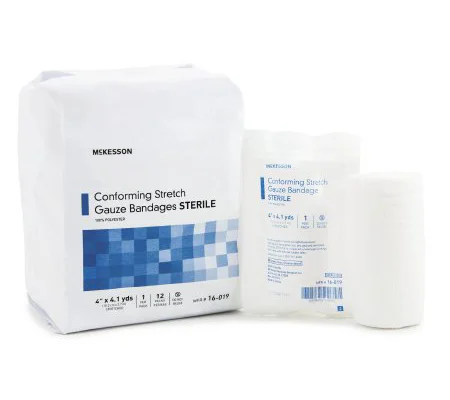Conforming Bandage Stretch Gauze 4" x 4 Yard Rolls 12 Pack Sterile