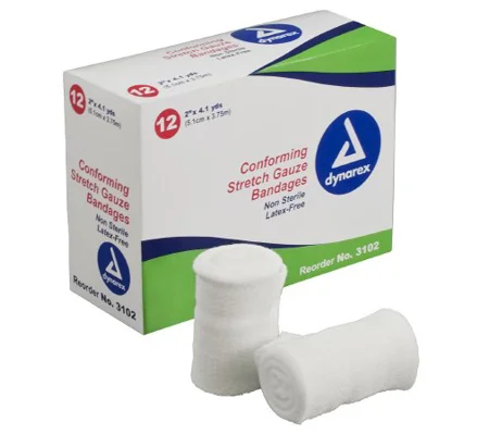 Conforming Bandage Stretch Gauze 2" x 4 Yard Non Sterile 12 Pack