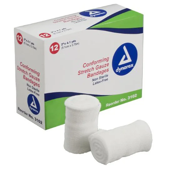 Conforming Bandage Stretch Gauze 2" x 4 Yard Non Sterile 12 Pack