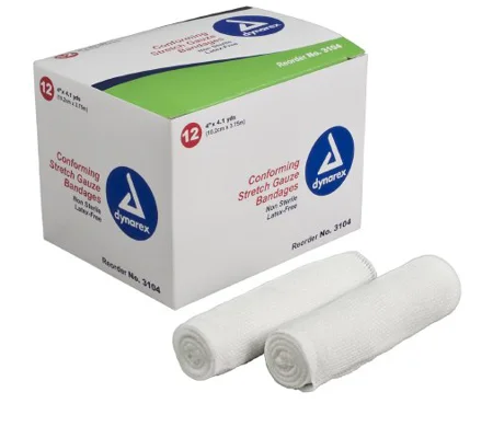 Conforming Bandage Stretch Gauze 4" x 4 Yard Non Sterile 12 Pack