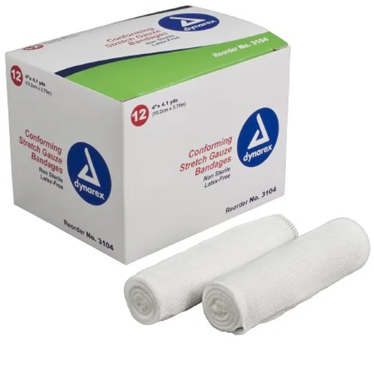 Conforming Bandage Stretch Gauze 4" x 4 Yard Non Sterile 12 Pack