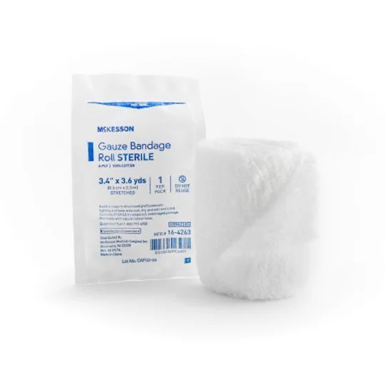 Fluff Bandage Roll Cotton Gauze 6-Ply 3-2/5 Inch X 3-3/5 Yard Sterile