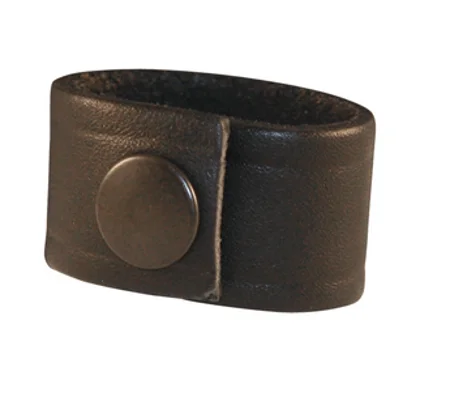 Mic Cord Keeper Stabilizer Strap Leather Snap On Black