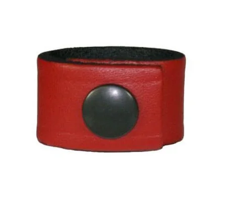 Mic Cord Keeper Stabilizer Strap Leather Snap On Red