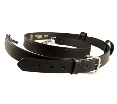 Leather NYFD Firemans Radio Strap Plain Black Long