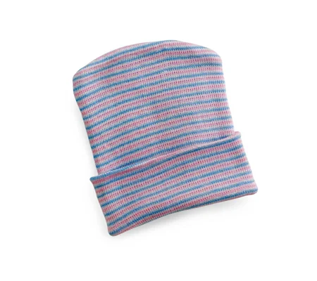 Infant Head Warmer Pink Blue Stripe OB Newborn Beanie