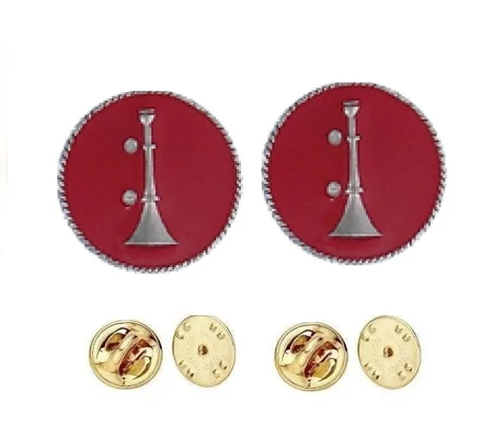 Collar Pins Bugles Disc 1 Bugle Silver Lieutenant Red