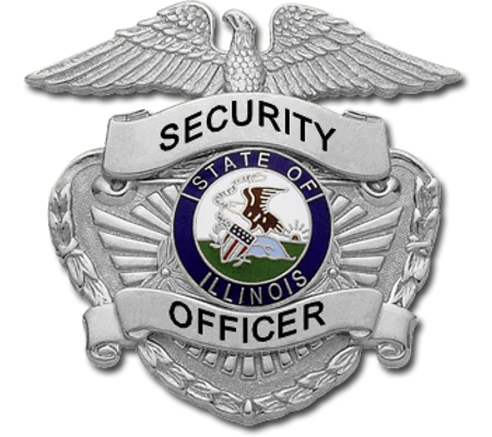 Security Officer Hat Cap Badge Silver Nickel Illinois IL State Seal